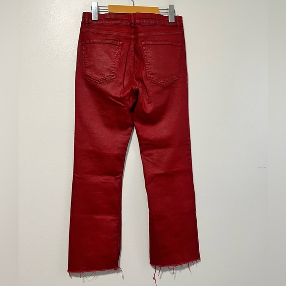 Zara Trafaluc Red Coated Denim Jeans with Zipper - 6 - Picture 8 of 11